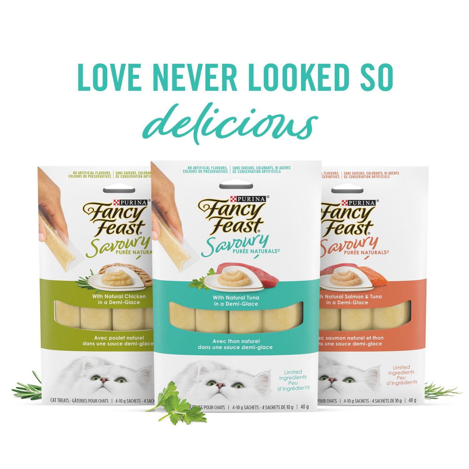 Fancy Feast Savoury Puree Naturals with Natural Tuna in a Demi-Glace, Cat Treats 40 g, 40 g - 10 g x 4