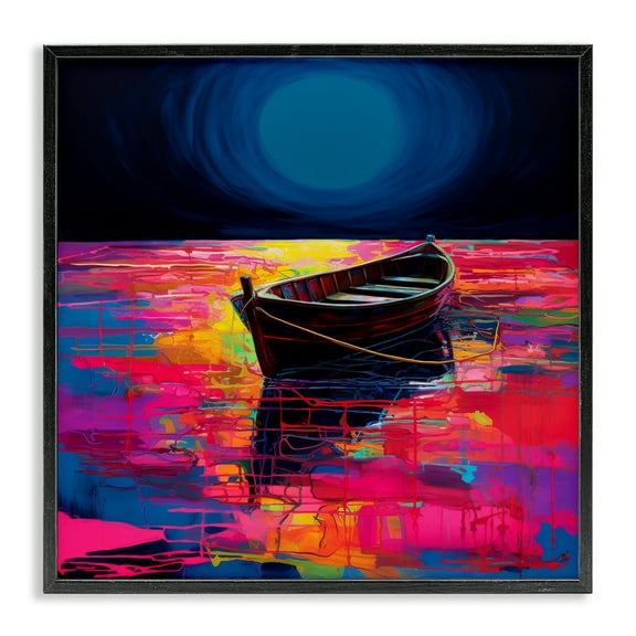 Stupell Industries Ethereal Cruiser Boat Transportation Painting Black Framed Art Print Wall Art, 12 x 12