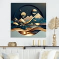 thumbnail image 2 of Designart "Golden Dreams Mountain Landscape I" Abstract Marble Metal Wall Art, 2 of 5