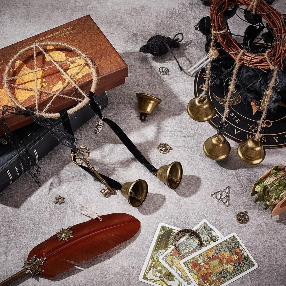Bells for Door Knob Wind Chimes Wreath Hanging Bell Bells DIY Kit Magic Wind Chimes for Protection Circle Shape Supplies Decor for Home Protection Making DIY
