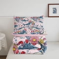 thumbnail image 5 of jejeloiu Cute Floral Shark Print Full Size Comforter Sets For Girls,Pastel Ocean Flower Bedding Comforter Set,Pink Blue,Pink Reversible,3pcs,1 Comforter and 2 Pillowcases, 5 of 7