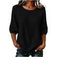 thumbnail image 2 of Neewe Womens Plain Round Neck Half Sleeve Top Curved Hem Blouses Loose Shirts Spring Summer Fashion Casual T Shirts, 2 of 7