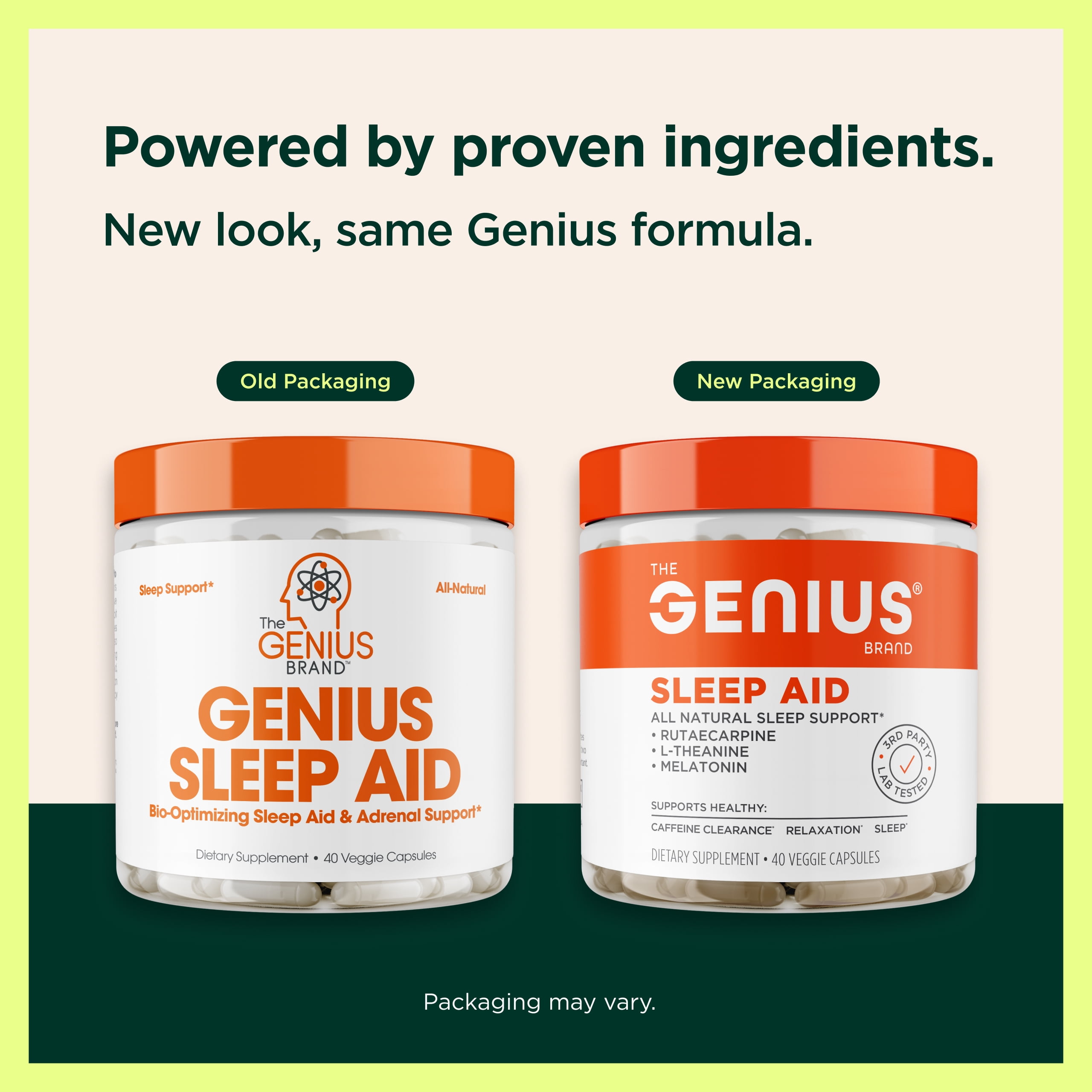 The Genius Brand Genius Sleep Aid - Gentle, Effective, All-Natural & Fast-Acting - Non-Habit Forming - Vegan, Gluten-Free & Non-GMO - 40 Veggie Capsules