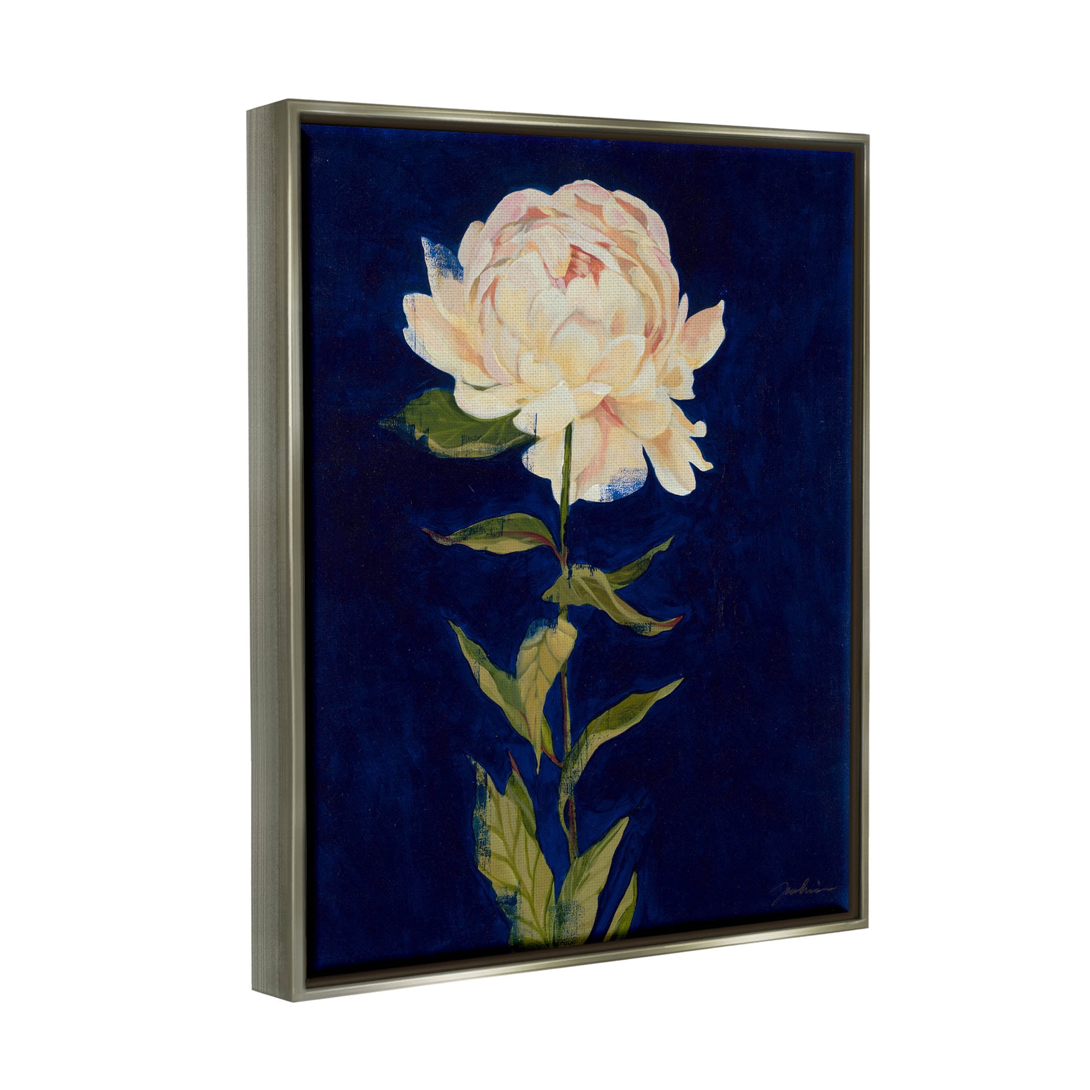 Stupell Industries Bold Rose Bloom Painting Painting Luster Gray Floating Framed Canvas Print Wall Art, Design by Liz Jardine