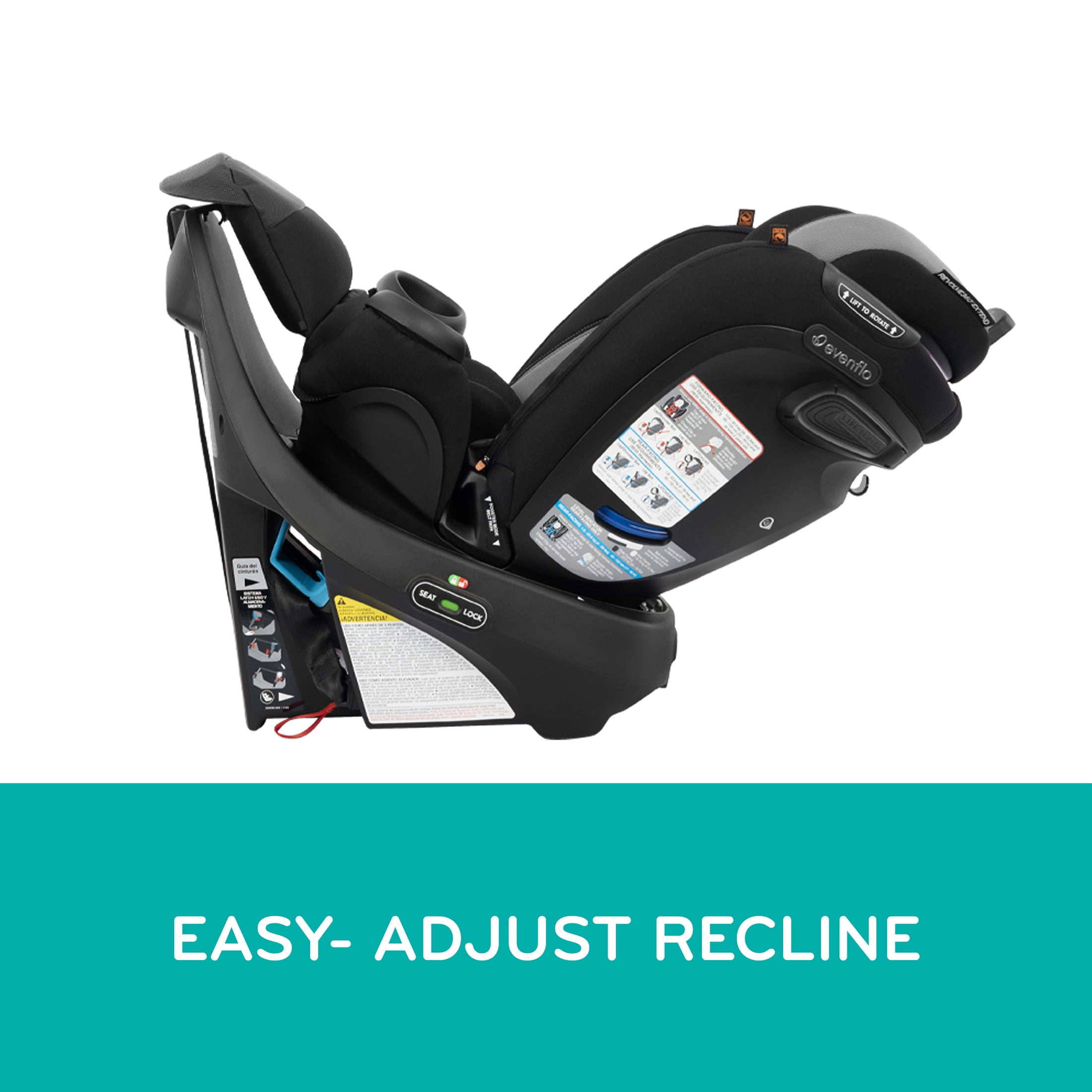 Evenflo Revolve360 Extend All-in-One Rotating Car Seat with Quick Clean Cover, Rowe Pink