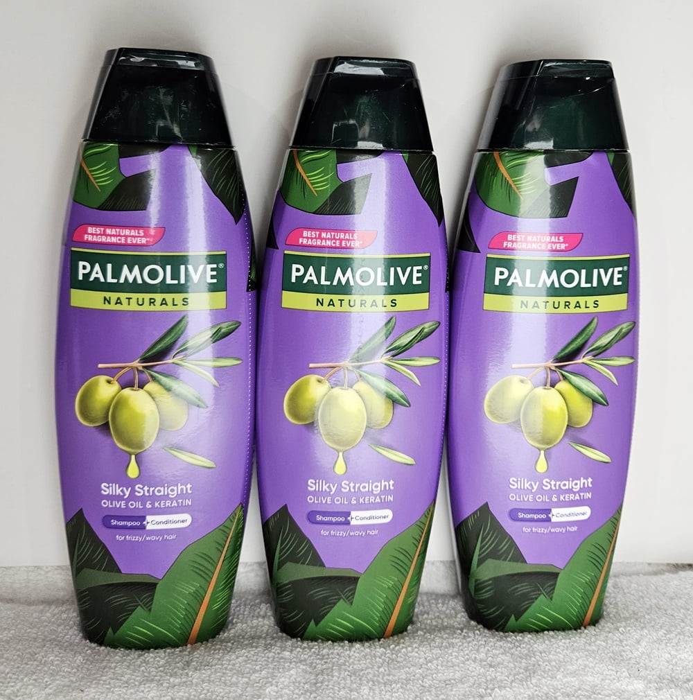 Palmolive Naturals Silky Straight Olive Oil & Keratin Shampoo + Conditioner 180 mL x 3 bottles