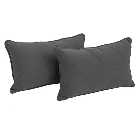 20-inch by 12-inch Double-corded Solid Twill Back Support Pillows with Inserts (Set of 2), Steel Grey