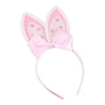 thumbnail image 3 of Diadema con orejas de conejo y lazo rosa para Pascua, ideal para San Valentín. con diamantes de imitación, 3 of 8