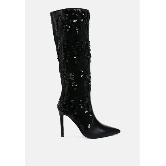 Sitarah Sequin Embellished Stiletto Long Boots