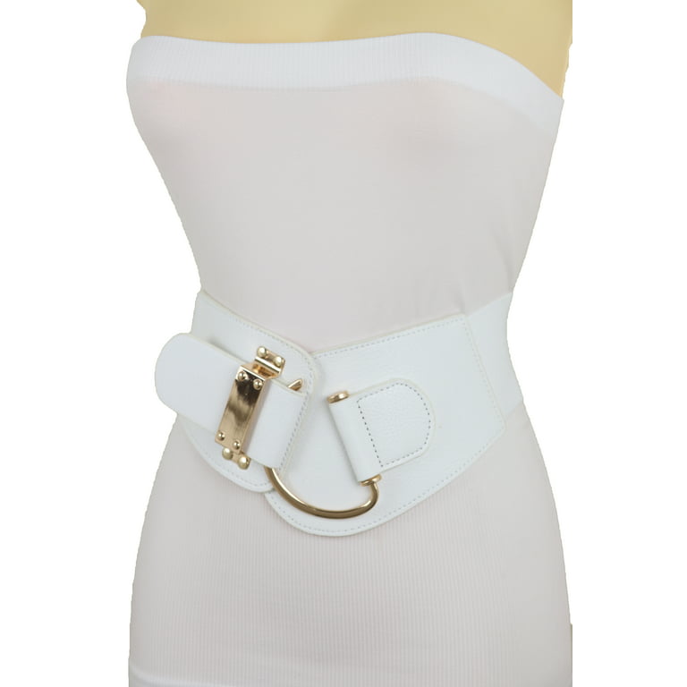 JASGOOD Women Wide Elastic Belt Plus Size Fashion Vintage Stretch Silver  Leather Waist Belts For Dresses