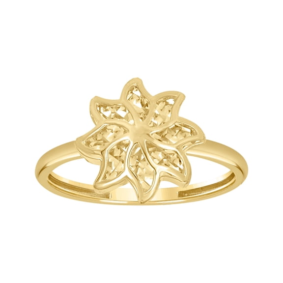 10k Yellow Gold Womens Flower Head Fashion Ring 11.6x1.4mm Wide Ring for Women - 1.8 Grams