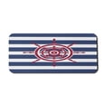 thumbnail image 1 of Ships Wheel Computer Mouse Pad, Illustration of Ship Steering Wheel on a Stripped Background Artwok, Rectangle Non-Slip Rubber Mousepad X-Large, 35" x 15" Gaming Size, Navy Blue Red, by Ambesonne, 1 of 2