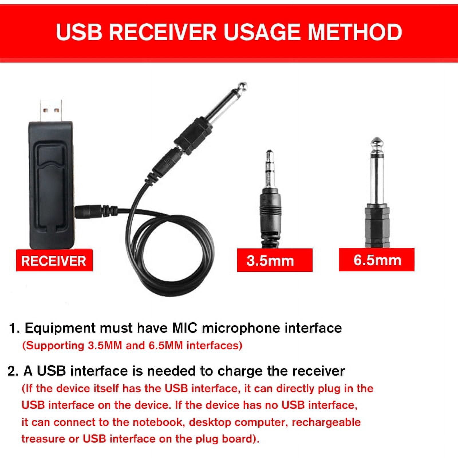 Universal Wireless Microphone Kit, Handheld Dynamic Microphone Wireless Mic System for Karaoke Nights and House Parties to Have Fun Over The Mixer,PA System,Speakers