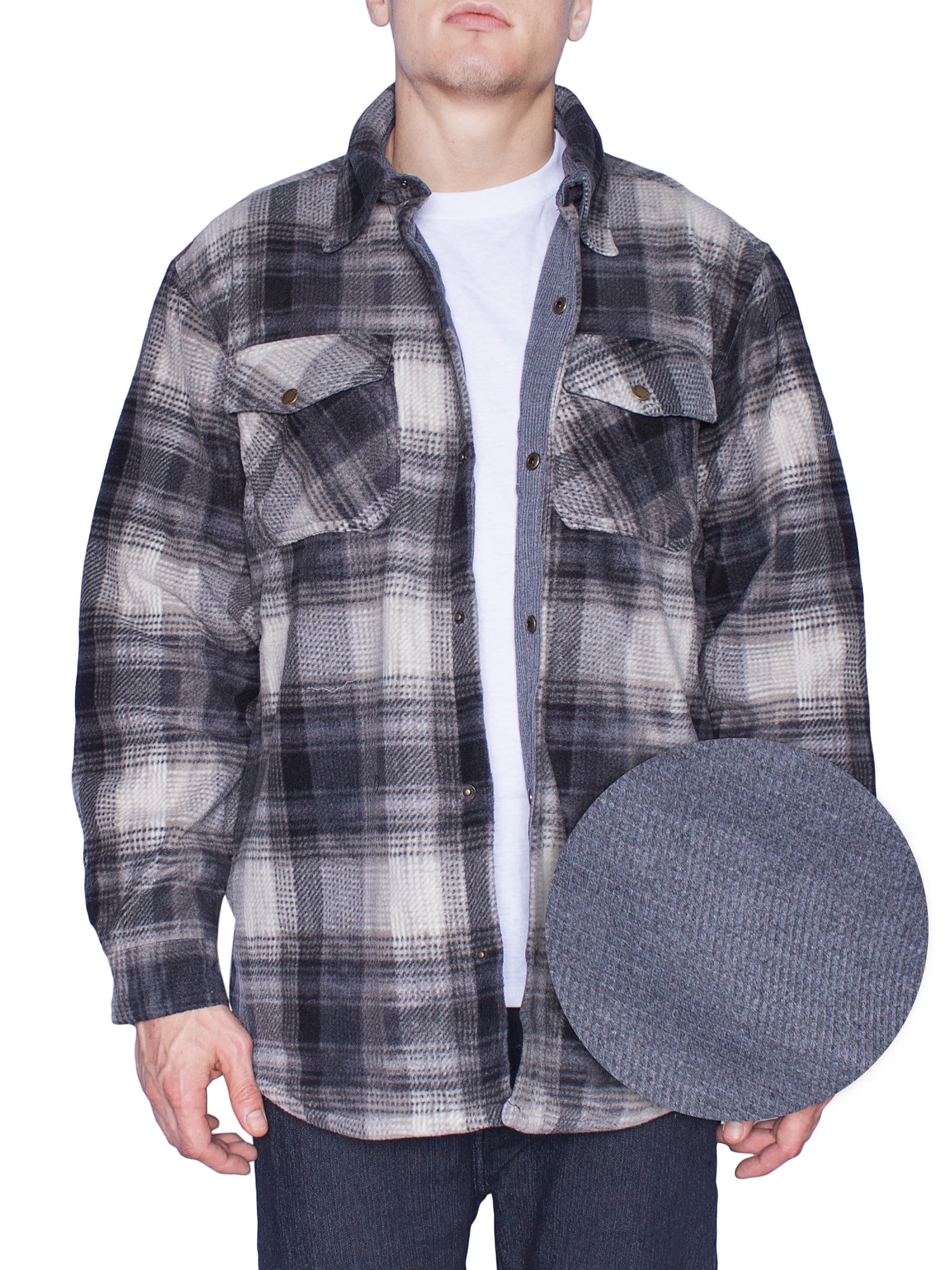 MAXXSEL Flannel Shirt Jackets for Men Big And Tall Heavy Quilted
