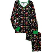 Disney - Women's Mickey Mouse Christmas Henley Shirt and Pajama Pants