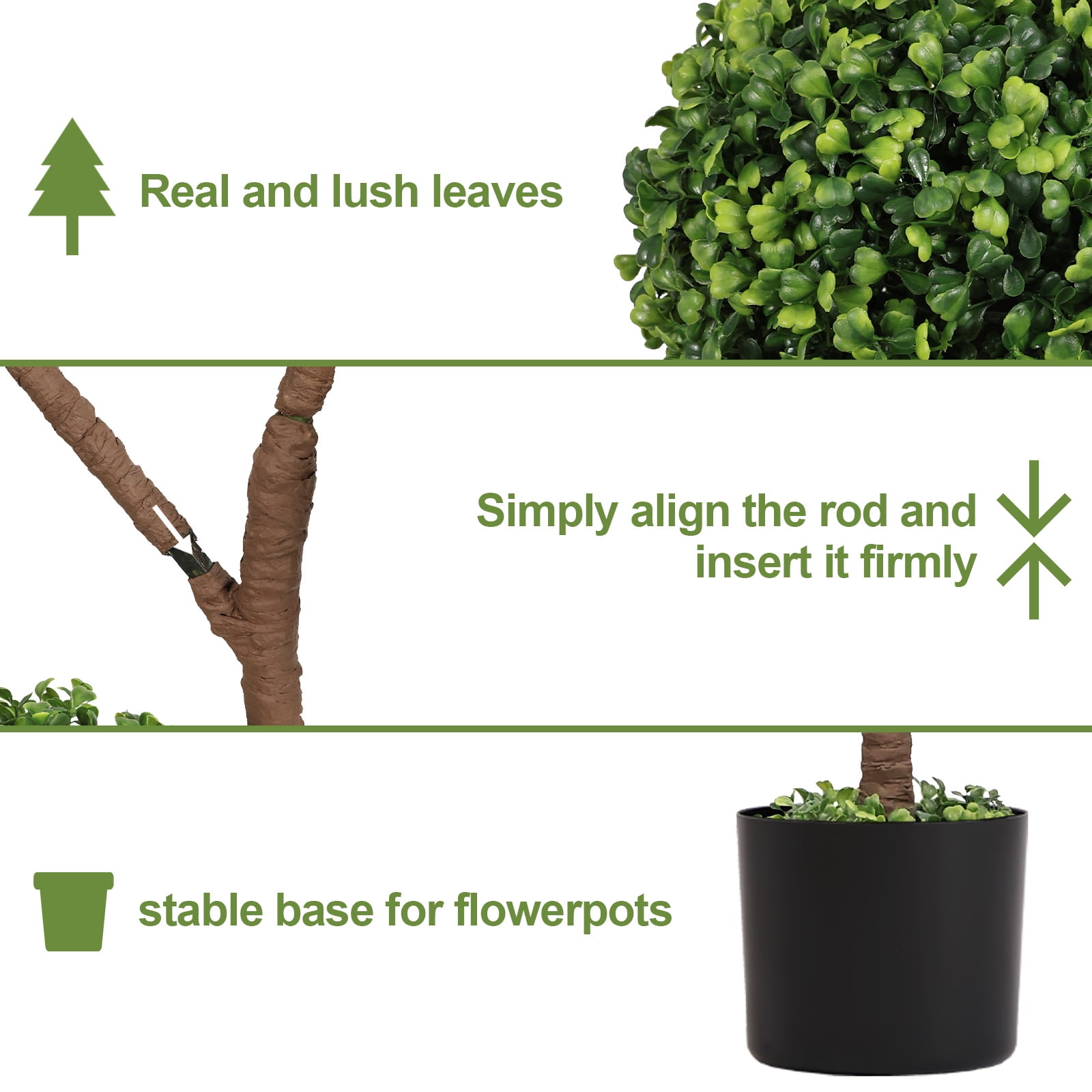4ft Spiral Topiary Trees Artificial Outdoor Set of 2, 47.2 inch Faux Boxwood Plants Outside - All-Year Green Fake Twisted Tree for Garden Front Porch Planter Decor 4 Foot