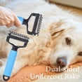 thumbnail image 4 of Primegos Pet Detangling Comb Handheld Undercoat Rake for Dogs Cats Double-Sided Stainless Steel Teeth Grooming Brush for Thinning Shedding, 4 of 8