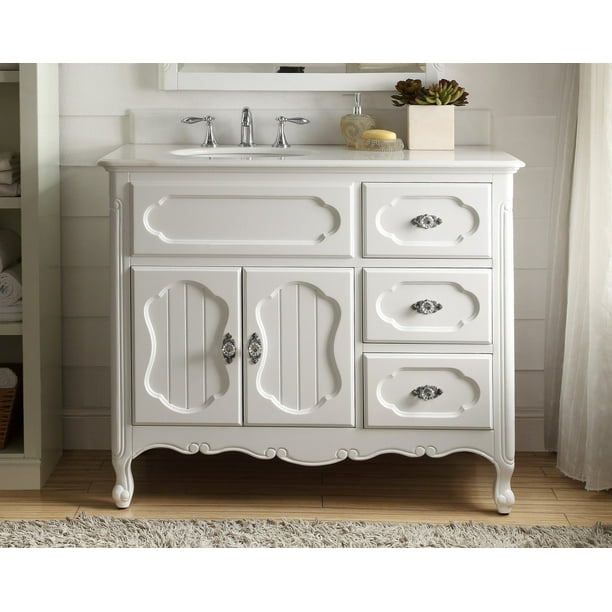 42" Benton Collection Knoxville White Shabby Chic Bathroom Sink Vanity