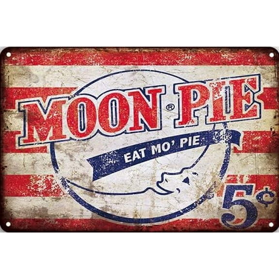 CN-Tin Sign Food Moonpie Eat Delicious Moonpie, Metal Wall Signs Tin Plaques 8 X 12 Inch Bar Kitchen Home Man Cave Bedroom Lounge Dining Room Kitchen Coffee Bar Gifts