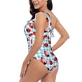 thumbnail image 5 of Yiaed Flowers and Lady Bugs Print Women One Piece Swimsuits Tummy Control One Shoulder Bathing Suits Pattern Ruffle Swimwear-Small, 5 of 8