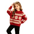 thumbnail image 5 of Ruiwill Christmas Girls Sweater Snowflake Print Crew Neck Long Sleeve Knit Pullover Xmas Top, 5 of 6