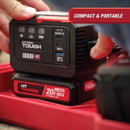 HYPER TOUGH 20V POWER INVERTER 150-WATT, 3-USB PORTS, NEW