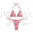 thumbnail image 1 of Womens Swimsuits Printed Triangle Stylish Adjustable Lace Up Bikinis White Bathing Suits for Women L, 1 of 3