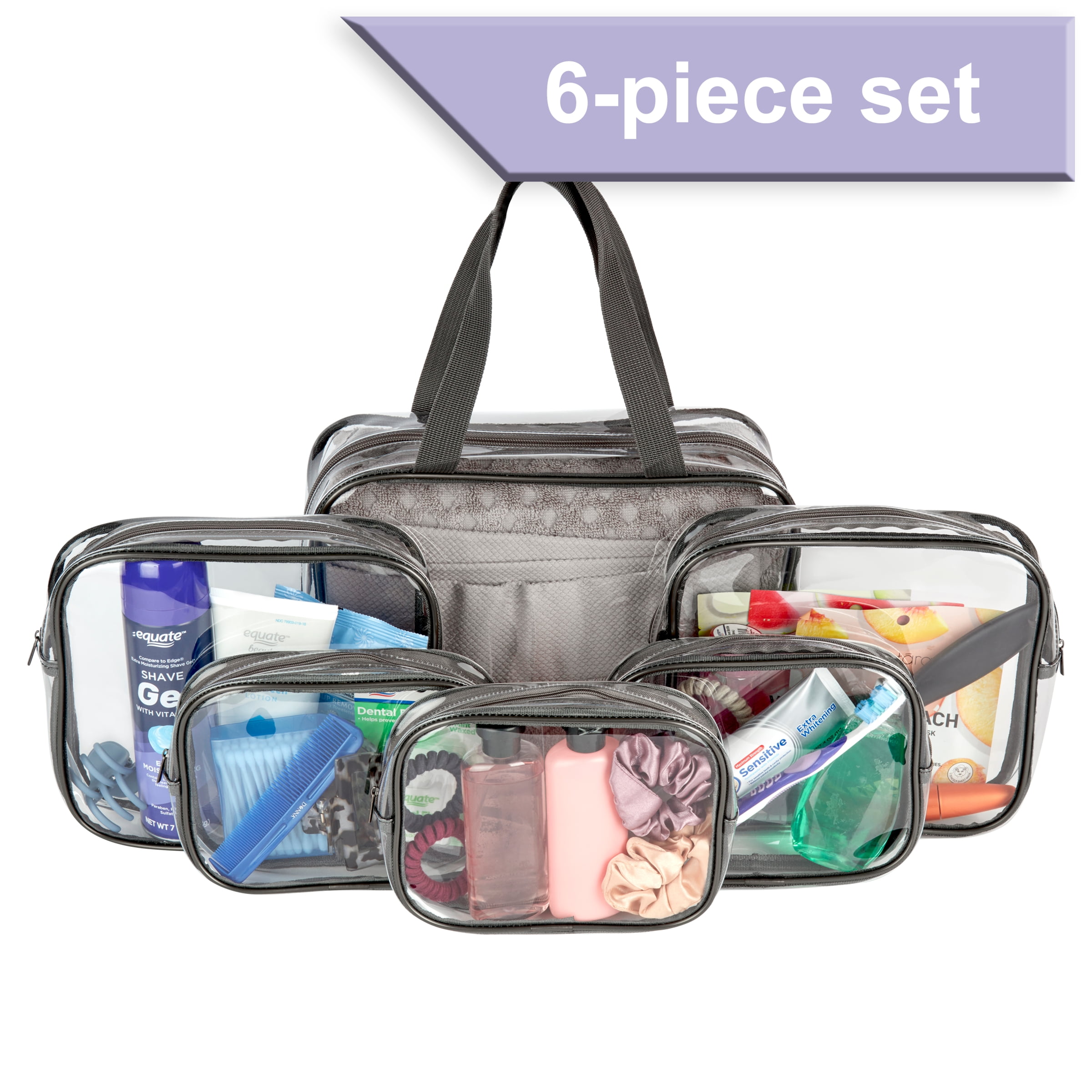  6 Pcs Large Clear Cosmetic Bags Clear Makeup Bag