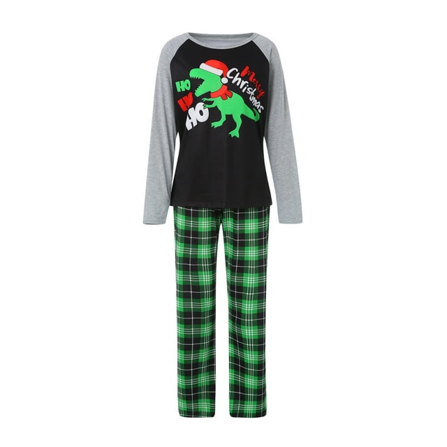 Mialoley Ensemble de Pyjamas Parent-Enfant, Hauts à Manches Longues Col Rond Pantalons à Carreaux