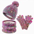 thumbnail image 2 of Karoyedx Boys Scarves Winter Kids Winter Hat Gloves Scarf Set Girls Toddler Children Hats With Pom Knit Neck Warmer Gaiter Mittens Fleece Lined Set Hot Pink Size,One Size, 2 of 3