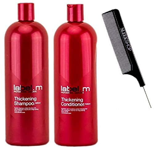 tøjlerne Beskrivelse Ferie Label. M THICKENING Shampoo & Conditioner DUO SET, Weightless VOLUME for  Long-Lasting BODY & LIFT (w/Sleek Steel Pin Tail Comb) Labelm (33.8 oz /  1000 ml - LARGE LITER DUO KIT) - Walmart.com