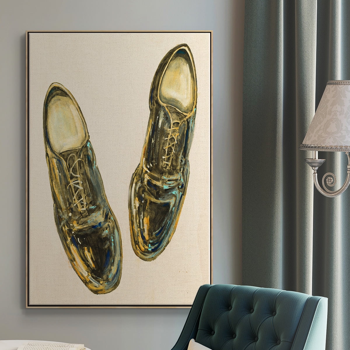 The Shoe Fits I V1 Framed Premium Gallery Wrapped Canvas - Ready to Hang - 27 x 41 - Natural Wood Floating Frame
