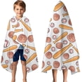 thumbnail image 3 of White Orange Baseball Gear Pattern Hooded Bath Towel，50"x30" for Ages 3 To 12 Kids, Quick Dry Lightweight Soft Microfiber Hood Beach Towel Cover Up for Kids, 3 of 7