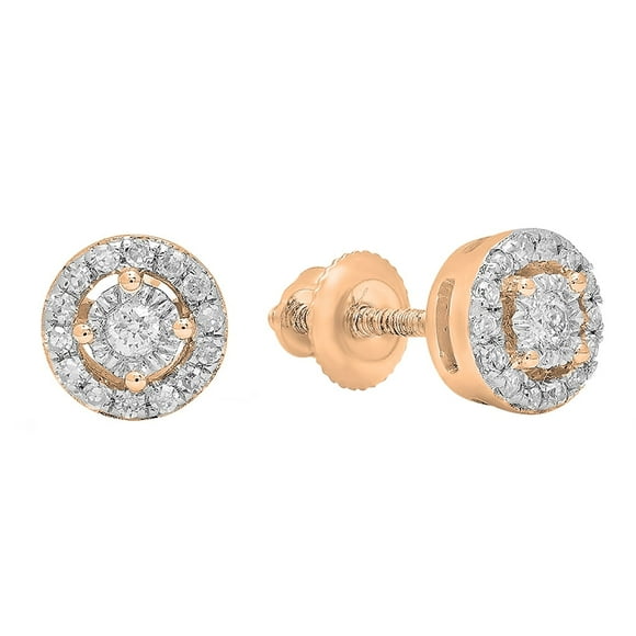 Dazzlingrock Collection 0.20 Carat (ctw) Round Lab Grown White Diamond Ladies Cluster Stud Earrings 1/10 CT, 18K Rose Gold