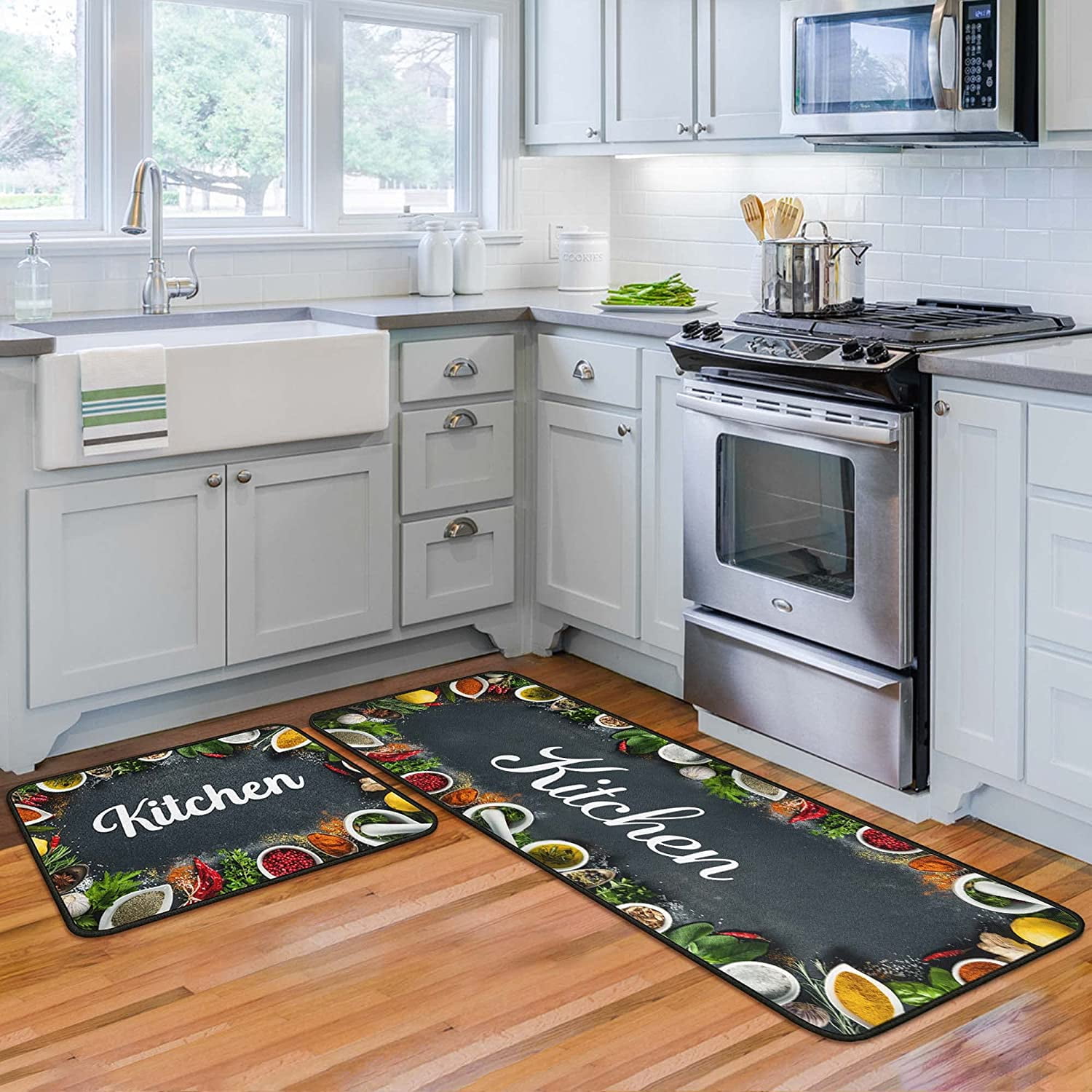Flippana Farmhouse Kitchen Rugs and Mats Non Skid Washable, NonSlip