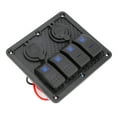 thumbnail image 2 of Rocker Switch Panel 4 Gang Rocker Switch Boat Switches Panel Boat Accessory 12V 24V 4 Gang Rocker Switch Panel IP65 Waterproof With Lighter Socket 2 USB For Car Boat, 2 of 8