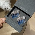 thumbnail image 2 of Big Fake Diamond French Tip Handmade Press on Nails for Women Fashion Cool Rapper Rock Long Stiletto Blue Fake Nails, 2 of 4