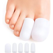 Toe Caps and Toe Protectors - 10 PCS Gel Toe Covers for Blisters, Silicone Toe Cushion for Bunions, Corns, Overlapping Toes Pain Relief, Callus for Running Walking (2 Sizes)