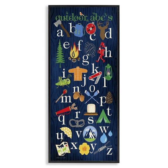 Stupell Industries Farmhouse Outdoor Abc'S Black Framed Giclee Art, 10 x 24, by Stephanie Workman Marrott