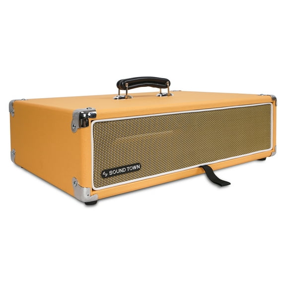 Sound Town Vintage 2U Amp Rack Case, 12.5" Depth with Rubber Feet, Dust Cover, Kickstand, Orange (STVRC-2OR)