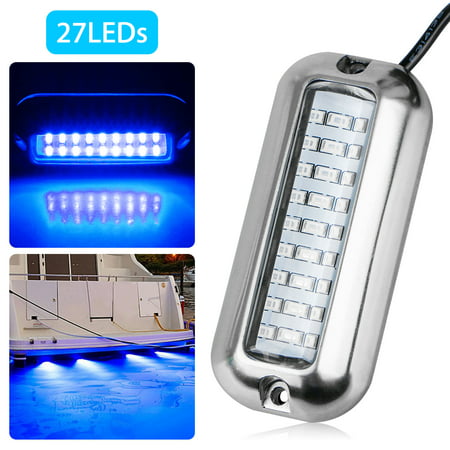 Stainless Steel 27 LED Blue Underwater Pontoon Transom Lights for Boats (Best Underwater Boat Lights)