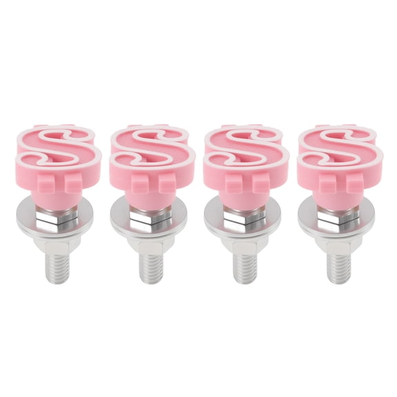 Tornillos de matrícula universales para motocicleta M6 de 4.45 cm, kit de tornos de matrícula antirrobo de aleación de aluminio rosa, 4 piezas