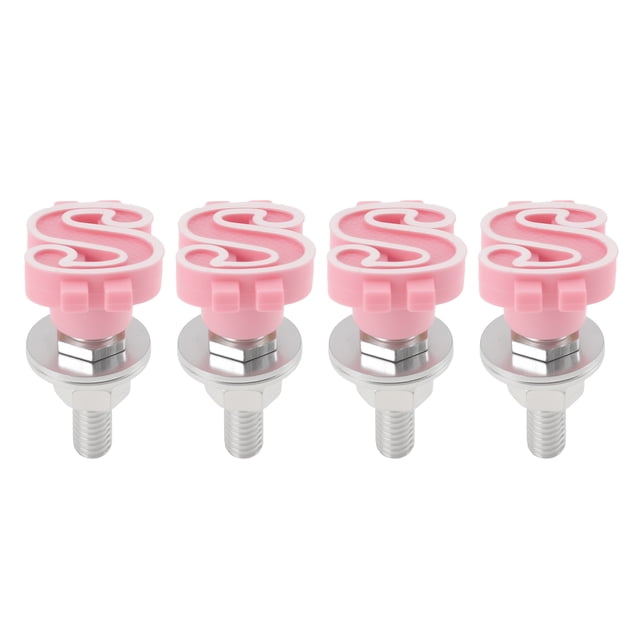 Tornillos de matrícula universales para motocicleta M6 de 4.45 cm, kit de tornos de matrícula antirrobo de aleación de aluminio rosa, 4 piezas