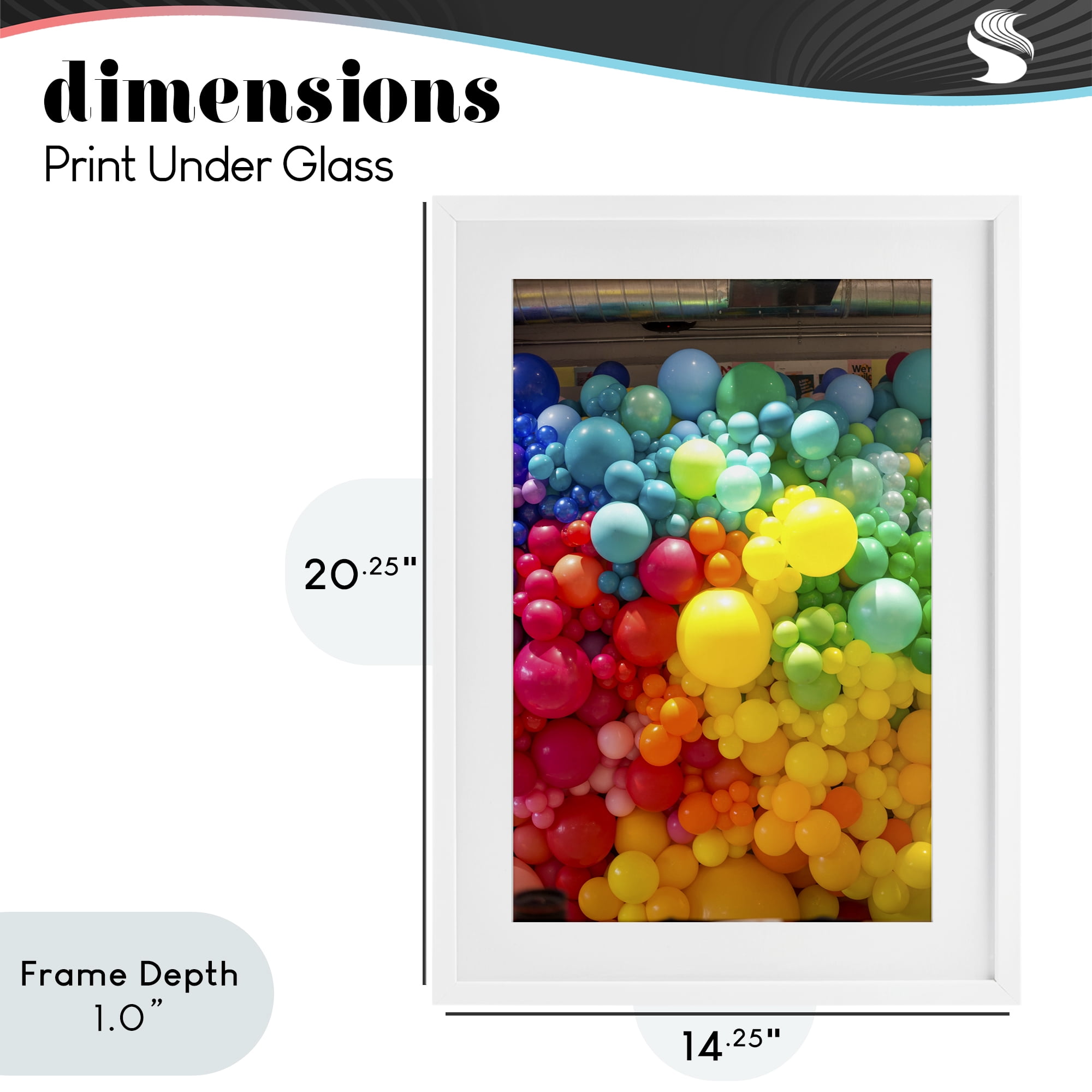 Stupell Industries Lively Colorful Balloons White Framed Print Under Glass, design by LISH Creative
