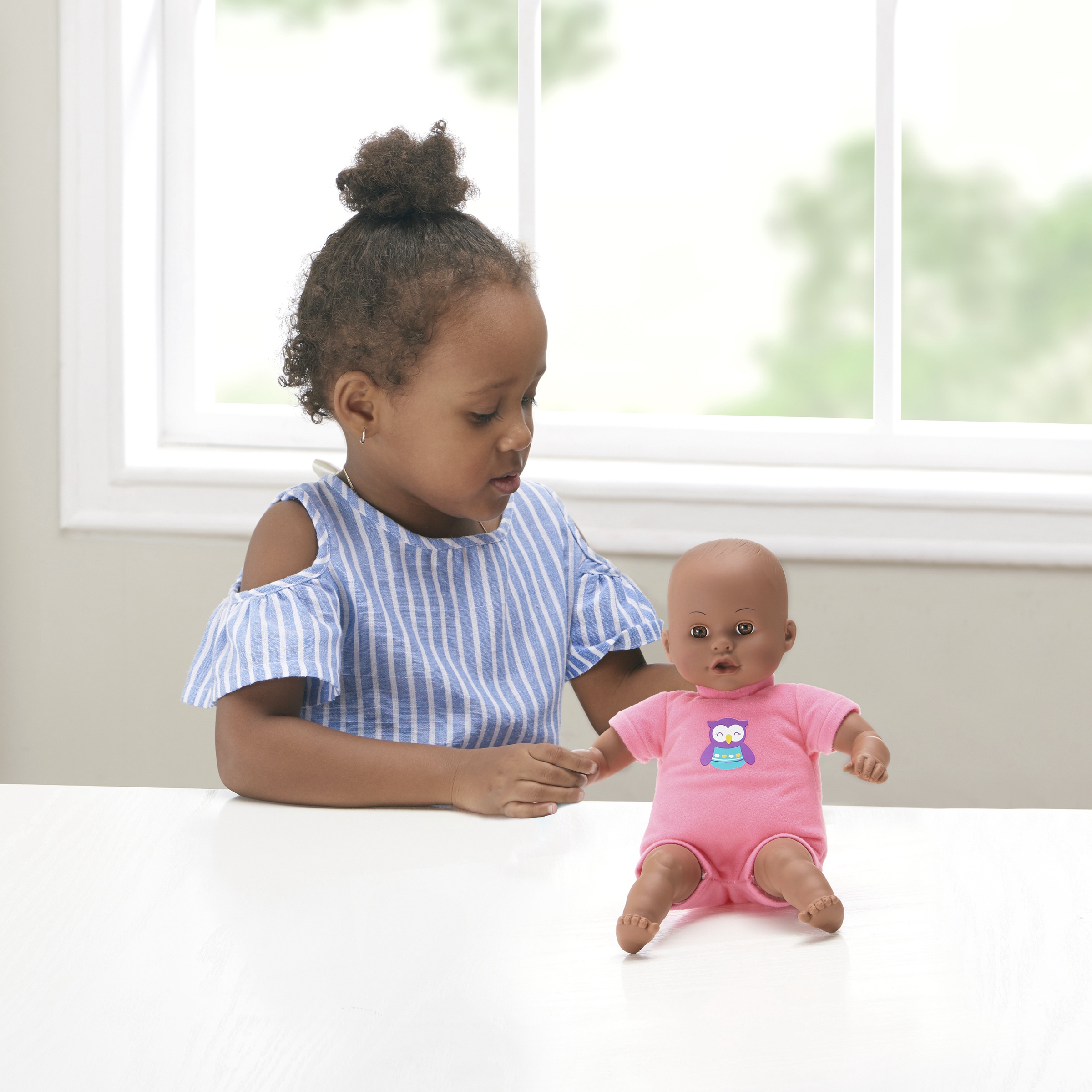 My Sweet Love 13" Soft Baby Doll with Sewn-on Pink Owl Outfit