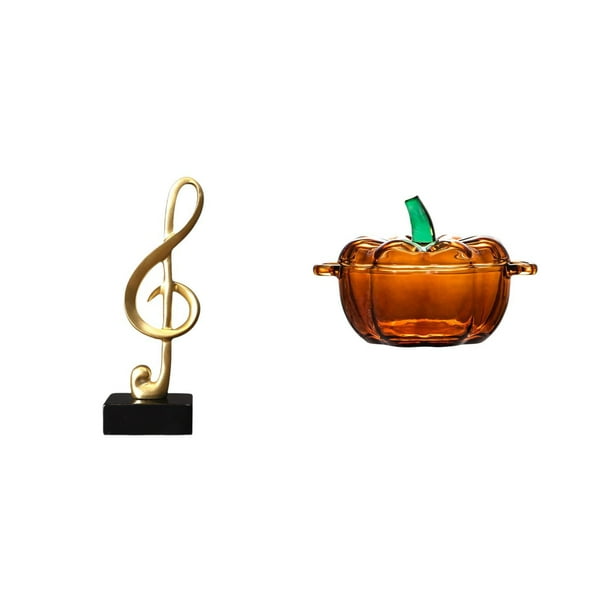 Figura de escritorio,Escultura de nota musical para escritorio,oficina,decoración del hogar,Plato de dulces,Plato de dulces de vidrio con tapa Tarro de dulces decorativo,Para el buffet de