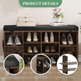 thumbnail image 4 of Entryway Shoe Bench with Storage & Cushioned Seat | Wooden Shoe Rack Organizer with Adjustable Shelves & Side Pockets for Hallway, Mudroom & Porch, Living Room, 4 of 8