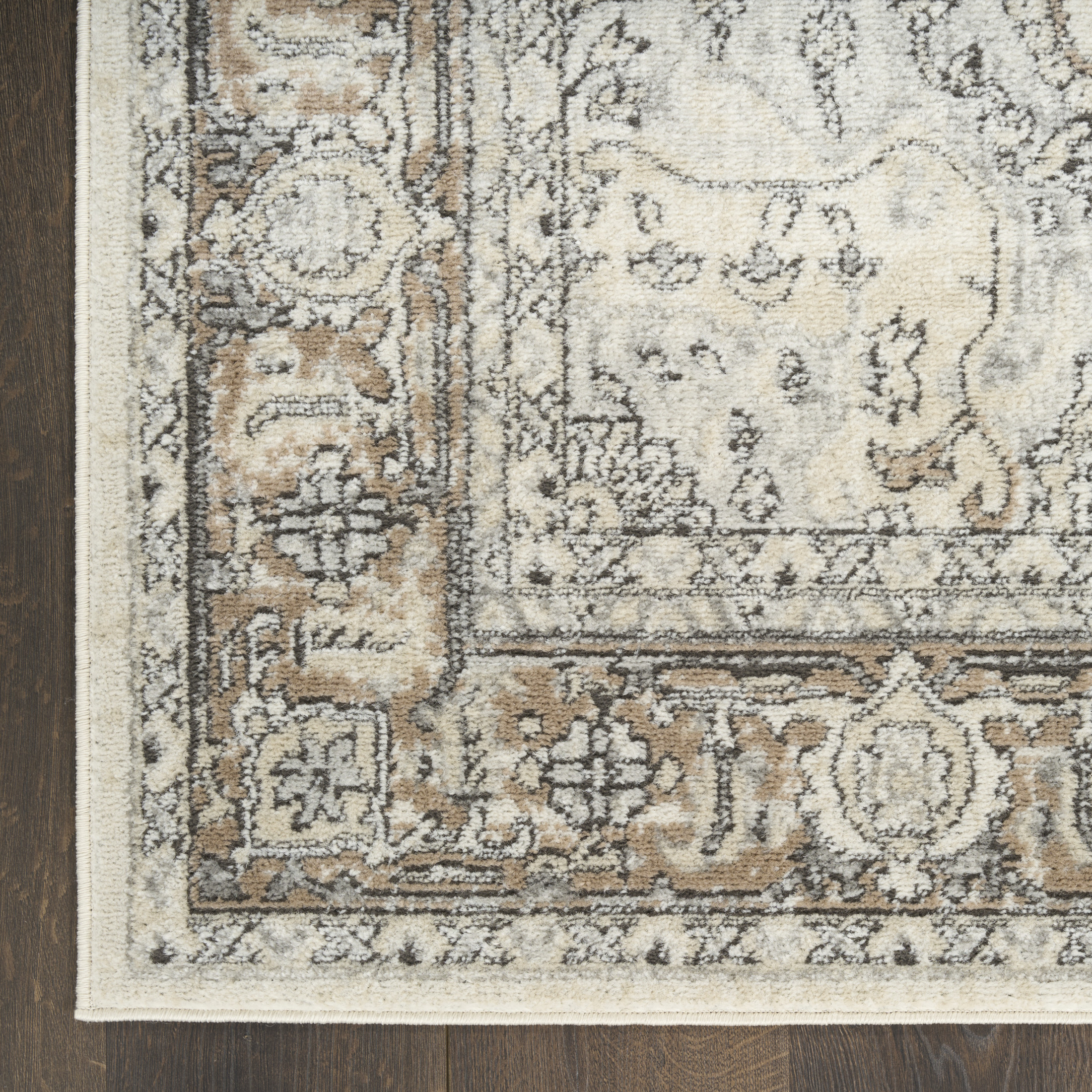 Nourison Concerto 2'2" x 10' Ivory Grey Taupe Vintage Indoor Rug