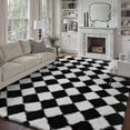 thumbnail image 4 of Checkered Rug 8x10 Living Room Black White Modern Shag Rug Washable Large Area Rug Soft Fluffy Indoor Carpet Fuzzy Vacuumable Rugs for Bedroom Home Decor Non Slip, 4 of 5