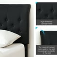 thumbnail image 4 of Wood Bed Frame with Adjustable Curved Headboard, Fabric Upholstered Platform Bed Frame, Twin Size, 4 of 8
